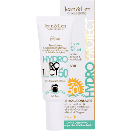 Sonnenfluid Gesicht sensitiv, hydro protect, LSF 50 Jean&Len