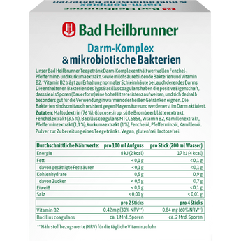 Teegetränk Darm - Komplex & mikrobiotische Bakterien (10 Stück), 10 g - VivaVoss