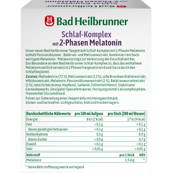 Teegetränk Schlaf - Komplex mit 2 - Phasen Melatonin (10 Stück), 10 g - VivaVoss