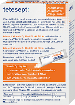 Vitamin D 3000 I.E. Direkt-Sticks 20 St tetesept