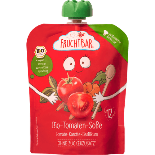 Tomatensoße Karotte Basilikum, ab 1 Jahr, 190 g Baby Snack by FruchtBar – Available at VivaVoss