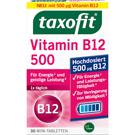 taxofit Vitamin B12 500 Mini Tabletten 30 St, 4,7 g – Vitamin B image_position | VivaVoss