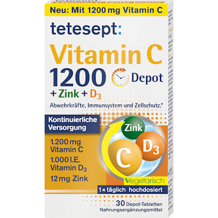 Vitamin C 1200 Depot + Zink + D3 Tabletten 30 St tetesept