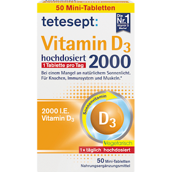 Vitamin D3 2000 IU tablets 50 pieces, 15.3 g Vitamine by tetesept – Available at VivaVoss