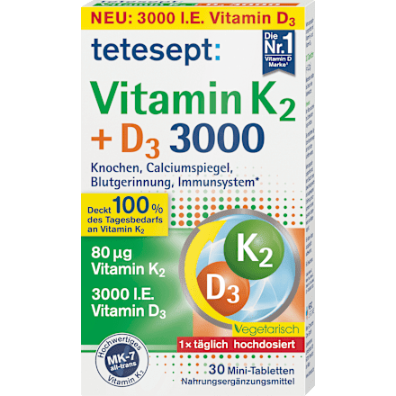 Vitamin K2 + D3 3000 Mini-Tabletten 30 St tetesept