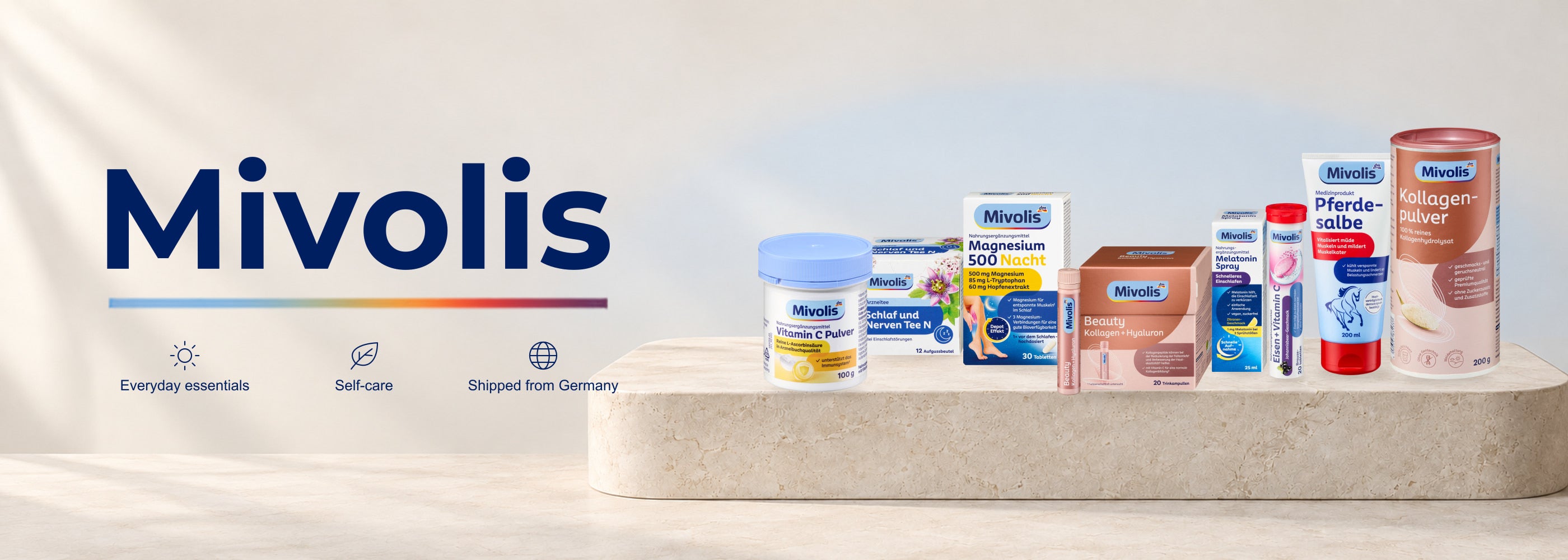 VivaVoss Mivolis vitamins and supplements collection banner, authentic German dm brand health products