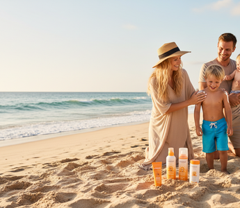 SUNDANCE Sonnenschutz Familie am Strand – Sonnenpflege Made in Germany bei VivaVoss