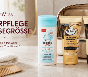 Balea med pH-neutrales Reise-Shampoo neben Oil Repair Shampoo und Conditioner in 50 ml