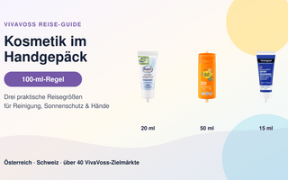 Kosmetik im Handgepäck mit Balea med Waschgel, SUNDANCE LSF 50 und Neutrogena Handcreme in Reisegröße