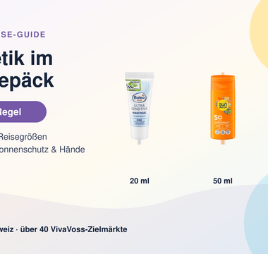 Kosmetik im Handgepäck mit Balea med Waschgel, SUNDANCE LSF 50 und Neutrogena Handcreme in Reisegröße