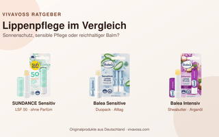 SUNDANCE LSF 50 sowie Balea Sensitive und Intensiv Lippenpflege im Vergleich