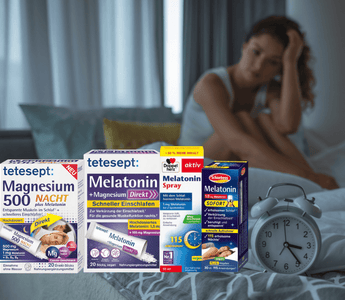 tetesept Melatonin Magnesium Direkt Sticks – sugar-free berry flavor sleep aid with 1.8mg melatonin, ideal for jet lag and faster sleep