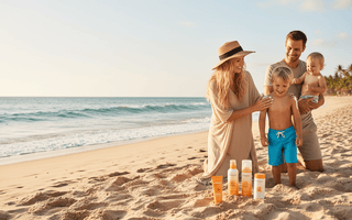 SUNDANCE Sonnenschutz Familie am Strand – Sonnenpflege Made in Germany bei VivaVoss