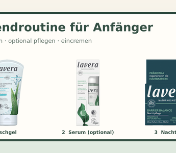 Einfache Abendroutine für Anfänger mit lavera Waschgel, optionalem Barrier Balance Serum und Nachtcreme