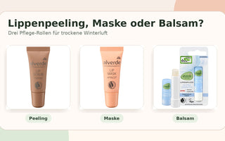alverde Lippenpeeling Coffee, Lippenmaske Apricot und Lippenpflege Sensitive für eine Winterroutine