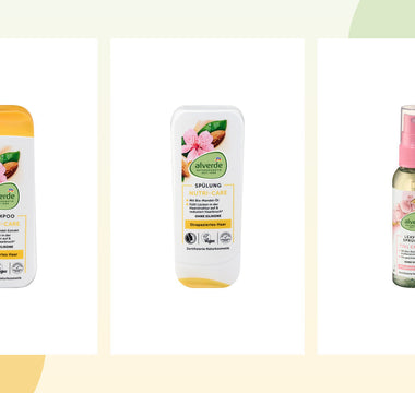 alverde Nutri Care Shampoo, Spülung und Leave-in für strapazierte Haarlängen