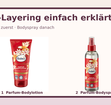 Duft-Layering mit Balea Glamorous Moment Parfum-Bodylotion und Parfum-Bodyspray