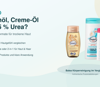 Balea Duschöl, Balea med Creme-Öl Dusche und Balea med 5 Prozent Urea Dusche im Vergleich