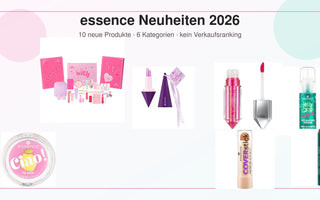 essence Neuheiten 2026 mit Adventskalender, Lippenprodukten, Primer, Coverstick und Gel-Eyeliner