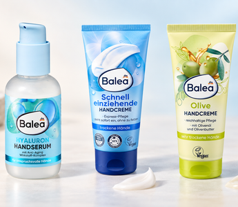 Balea Hyaluron Handserum, schnell einziehende Handcreme und Olive Handcreme im Vergleich