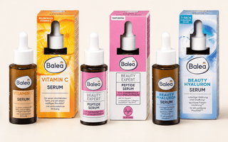 Balea Vitamin C, Beauty Expert Peptide und Beauty Hyaluron 7-fach Serum im Vergleich