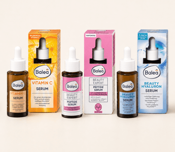Balea Vitamin C, Beauty Expert Peptide und Beauty Hyaluron 7-fach Serum im Vergleich