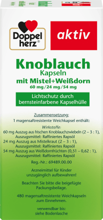 Knoblauch Kapseln mit Mistel + Weißdorn, 480 St