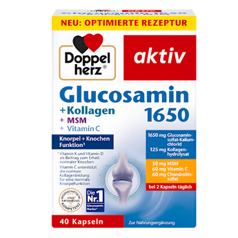 Doppelherz Glucosamin 1600 Kollagen MSM Vitamin C Kapseln 40 St, 45,2 g - VivaVoss