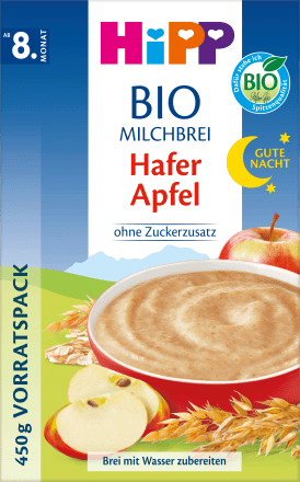 Abendbrei Milch Gute Nacht Bio Hafer Apfel ab dem 8.Monat, 450 g