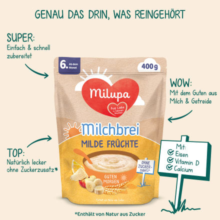 Milchbrei Milde Früchte Guten Morgen ab dem 6. Monat, 400 g