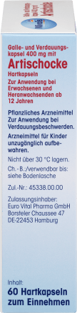 galle- und Verdauungskapsel 400 mg mit Artischocke, 60 St