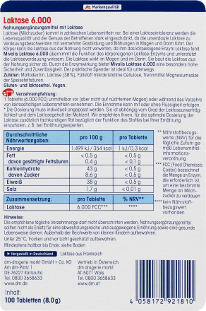 Laktase 6.000 Mini Tabletten 100 St, 8 g