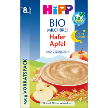 Abendbrei Milch Gute Nacht Bio Hafer Apfel ab dem 8.Monat, 450 g - VivaVoss