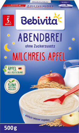 Abendbrei Milch Milchreis mit Apfel ab dem 5. Monat, 500 g - VivaVoss