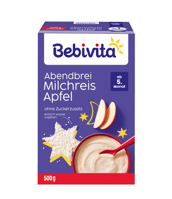 Abendbrei Milch Milchreis mit Apfel ab dem 5. Monat, 500 g - VivaVoss