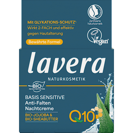 Anti Falten Nachtcreme Q10 Basis Sensitiv lavera NATURKOSMETIK