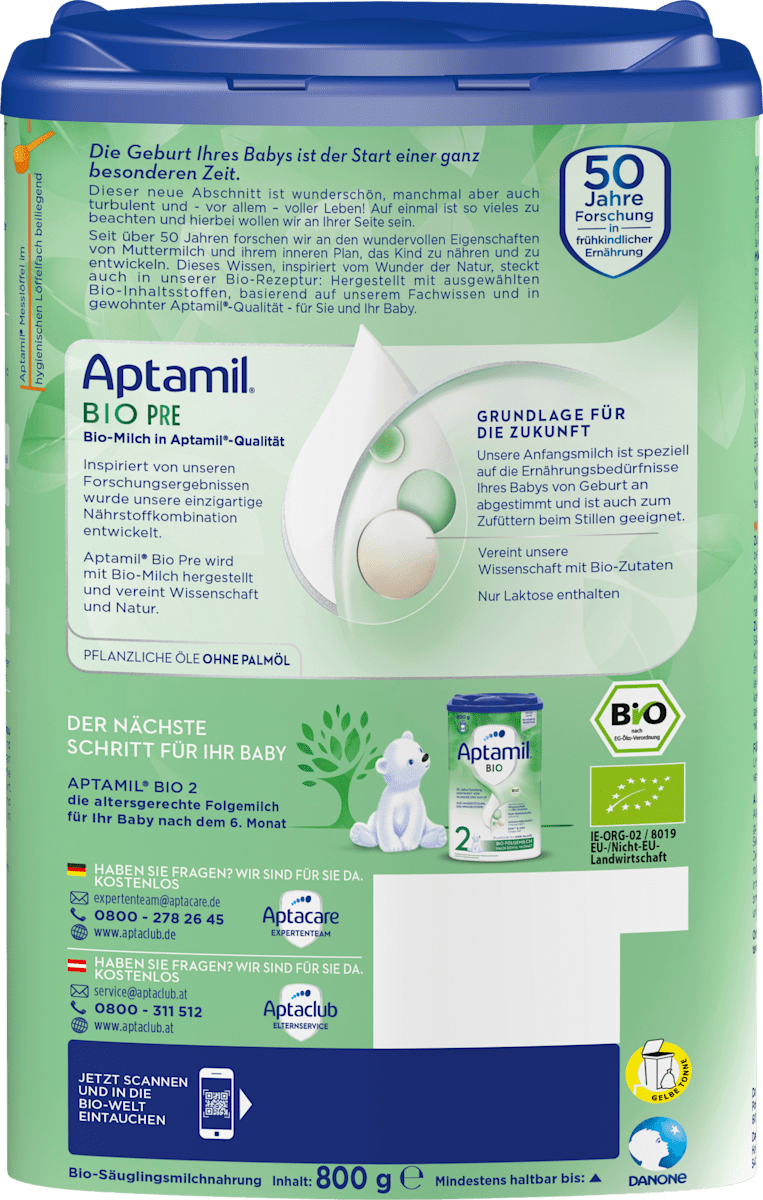 Anfangsmilch Pre Bio von Geburt an, 0,8 kg