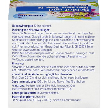 Arzneitee, Schlaf & Nerven Tee N (12 Beutel) Mivolis