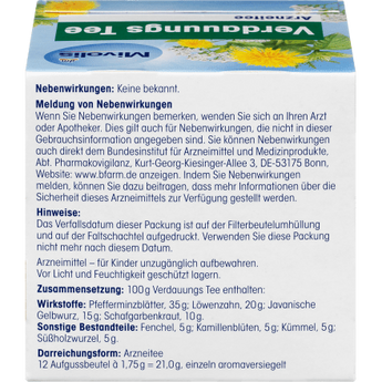 Arzneitee, Verdauungs Tee (12 Beutel), 21 g - VivaVoss