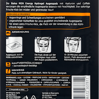 Augenpads Energy Hydrogel  (1 Paar) Balea MEN
