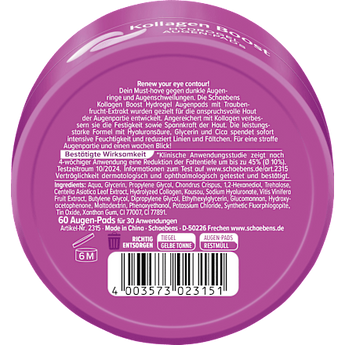 Augenpads Hydrogel Kollagen Boost Tiegel (30 Paar) Schaebens