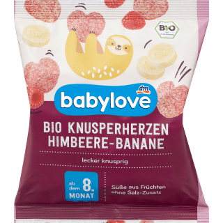 Baby snack crunchy hearts raspberry banana, from..., 30 g