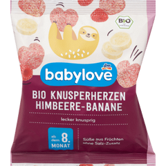 Baby snack crunchy hearts raspberry banana, from..., 30 g