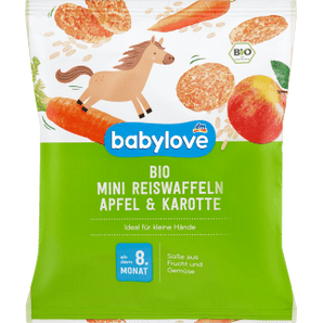 Babysnack Reiswaffeln Apfel & Karotte, ab dem 8. Monat, 35 g Baby Snack by BabyLove – Available at VivaVoss