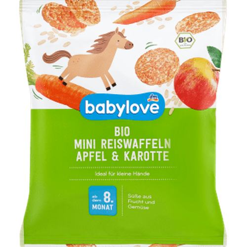 Babysnack Reiswaffeln Apfel & Karotte, ab dem 8. Monat, 35 g Baby Snack by BabyLove – Available at VivaVoss