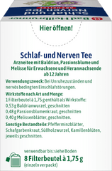 Arzneitee, Schlaf- & Nerven Tee (8 Beutel), 14 g