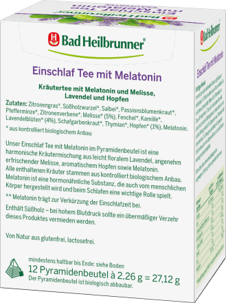 Kräutertee "Einschlaftee mit Melatonin" (12 Beutel), 27,12 g