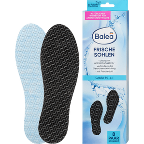 Insoles Fresh Soles black, size 39-41 (8 pairs), 16 pieces