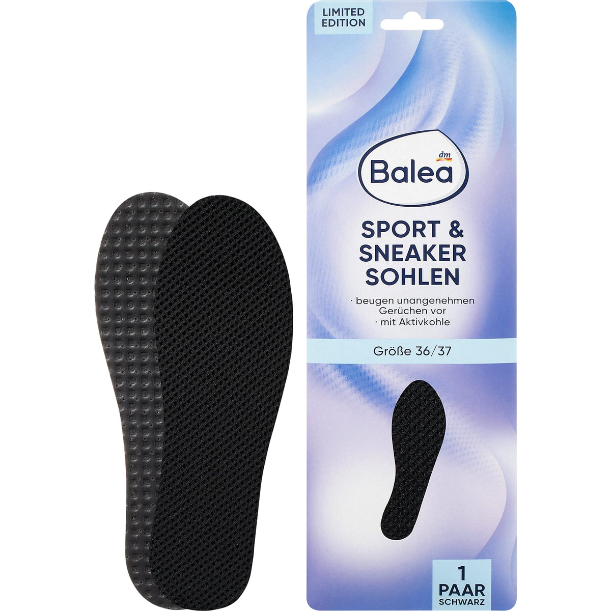 Einlegesohlen Sport & Sneaker schwarz, Gr. 36/37 (1 Paar), 2 St