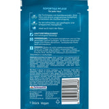 Blaue Rückseite einer Balea Tuchmasken-Verpackung mit Anwendungshinweisen, Inhaltsstoffen und Barcode auf Deutsch.